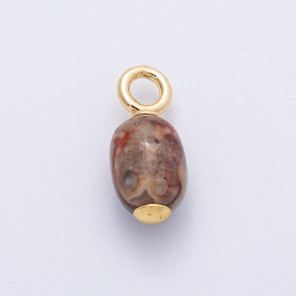 18K Gold Filled 23.5mm Natural Gemstone Tube Drop Charm | AK140 - AK142
