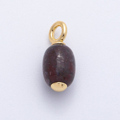 18K Gold Filled 23.5mm Natural Gemstone Tube Drop Charm | AK140 - AK142