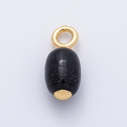 18K Gold Filled 23.5mm Natural Gemstone Tube Drop Charm | AK140 - AK142