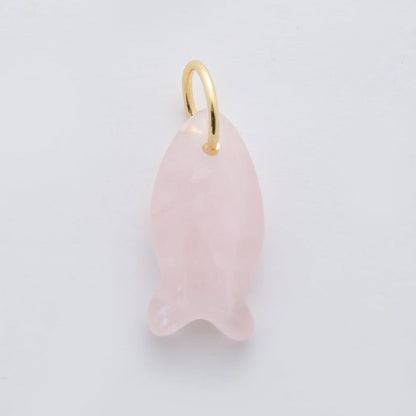 18K Gold Filled 23.7mm Natural Gemstone Fish Charm | C317 - C435