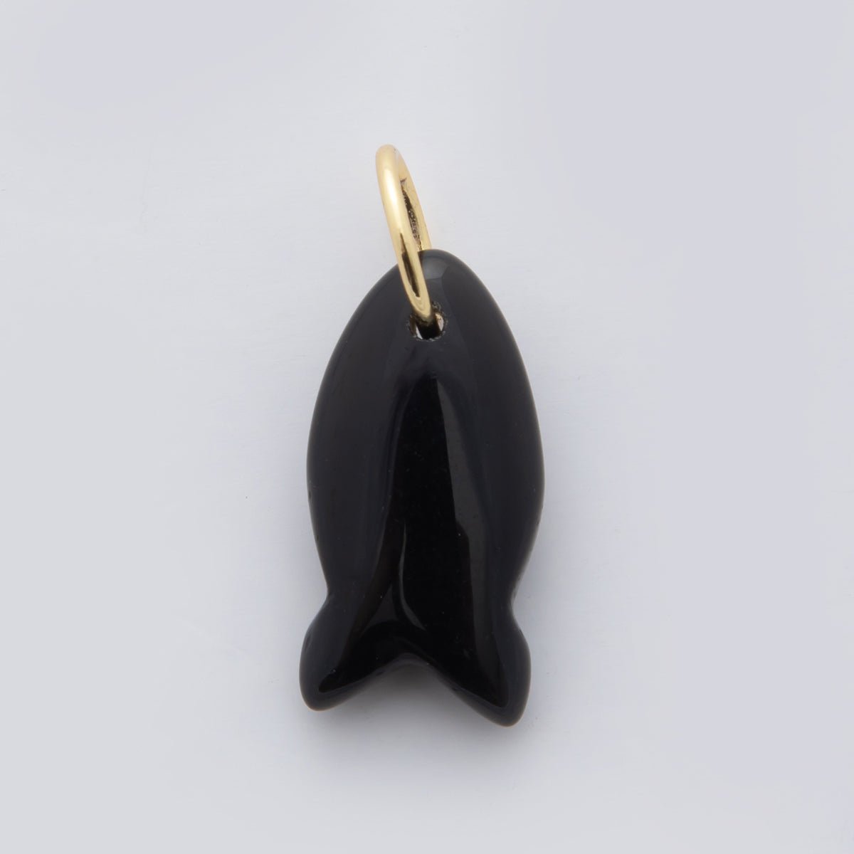 18K Gold Filled 23.7mm Natural Gemstone Fish Charm | C317 - C435