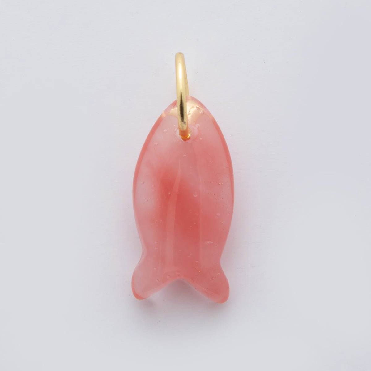 18K Gold Filled 23.7mm Natural Gemstone Fish Charm | C317 - C435
