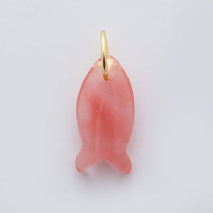 18K Gold Filled 23.7mm Natural Gemstone Fish Charm | C317 - C435