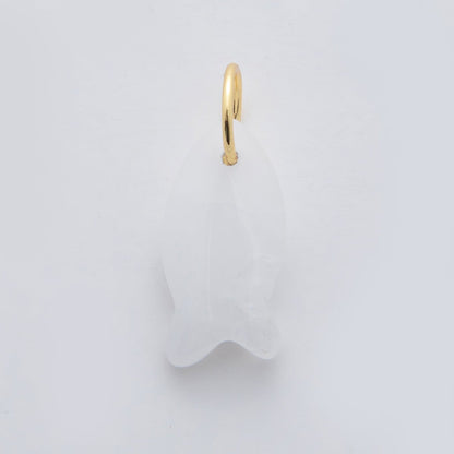 18K Gold Filled 23.7mm Natural Gemstone Fish Charm | C317 - C435