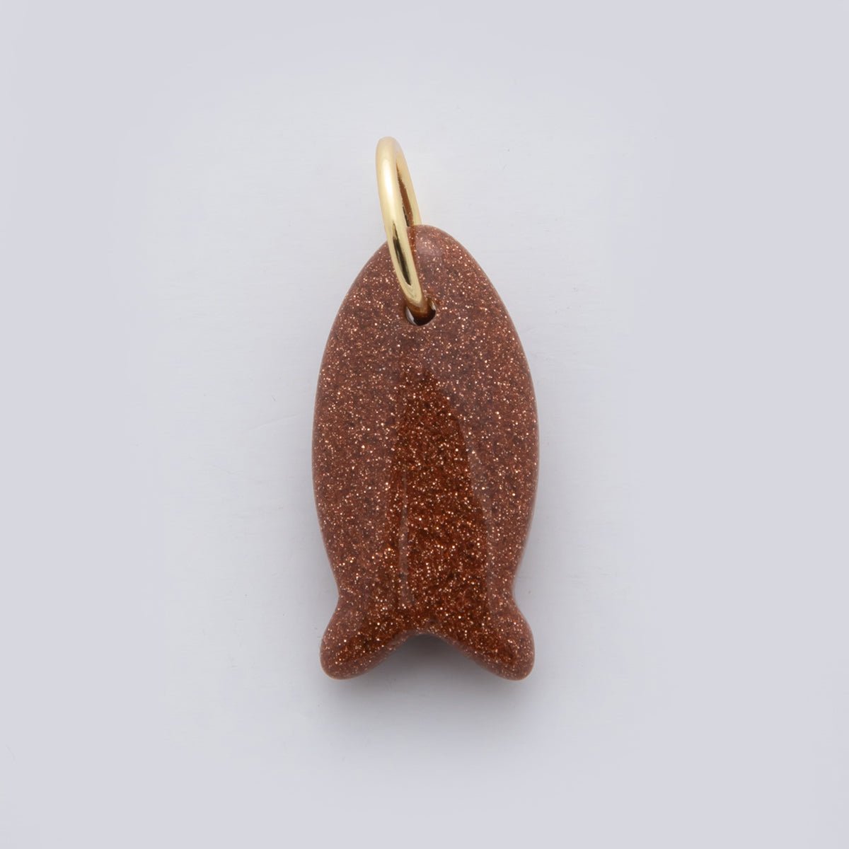 18K Gold Filled 23.7mm Natural Gemstone Fish Charm | C317 - C435