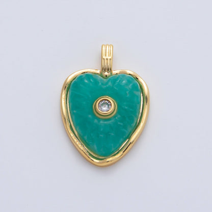18K Gold Filled 23mm Amazon, Amethyst, Lapis Gemstone Sunburst Heart Pendant | AF1161 ~ AF1163