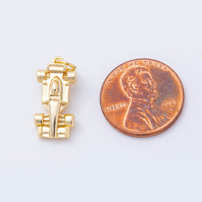 18K Gold Filled 23mm Mini Race Sports Car Minimalist Multidimensional Charm | C623