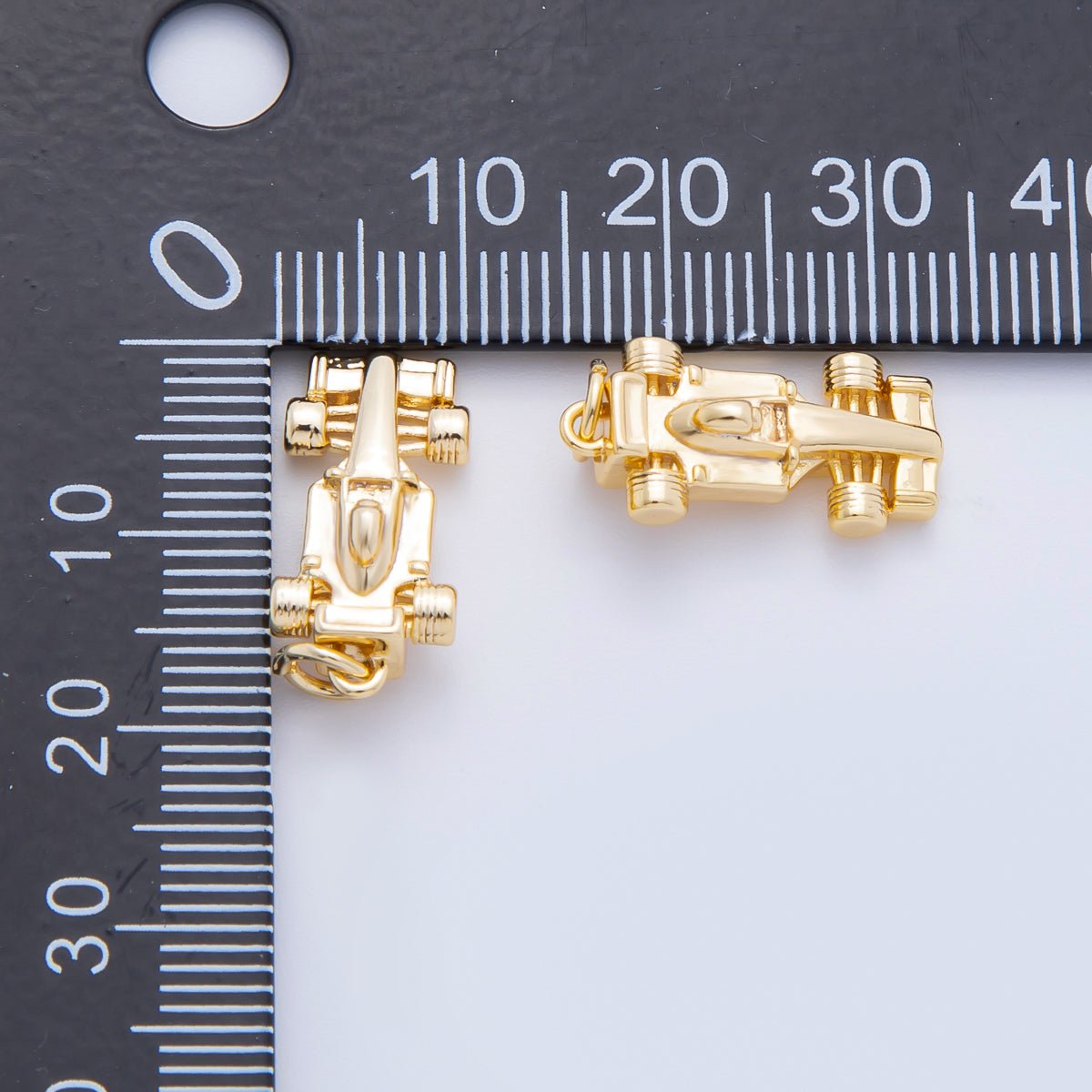 18K Gold Filled 23mm Mini Race Sports Car Minimalist Multidimensional Charm | C623
