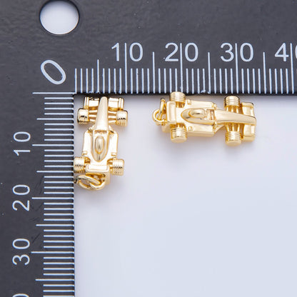 18K Gold Filled 23mm Mini Race Sports Car Minimalist Multidimensional Charm | C623