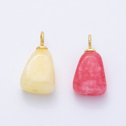 18K Gold Filled 23mm Red, Yellow, Pink Quartz Geometric Gemstone Charm | AK125 AK126