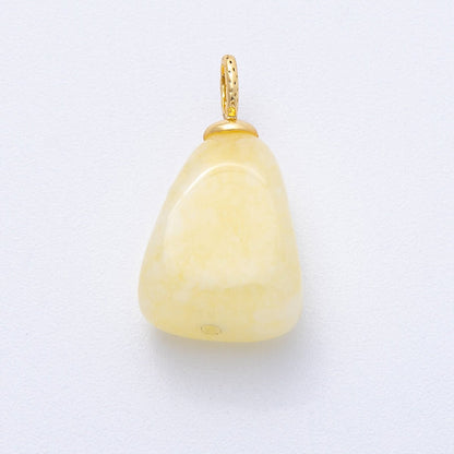 18K Gold Filled 23mm Red, Yellow, Pink Quartz Geometric Gemstone Charm | AK125 AK126
