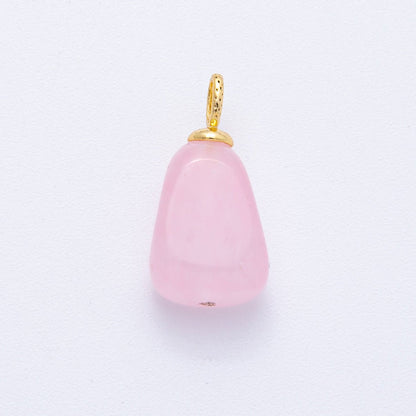 18K Gold Filled 23mm Red, Yellow, Pink Quartz Geometric Gemstone Charm | AK125 AK126