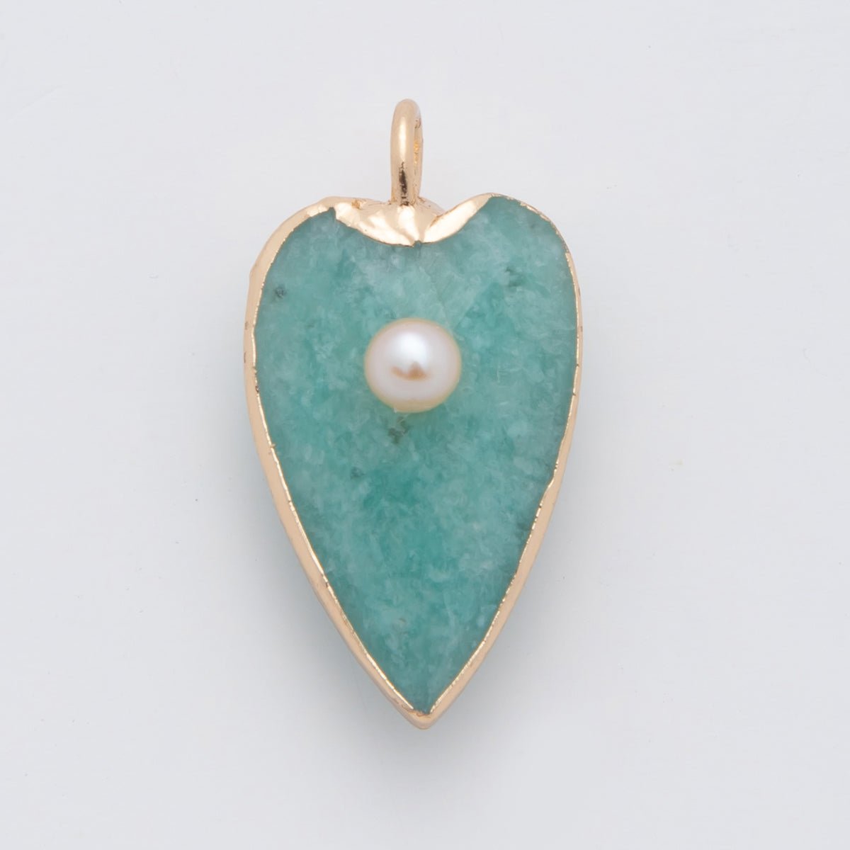 18K Gold Filled 23mm Shell Pearl Multifaceted Gemstone Heart Padlock Charm | AF331 - AF343