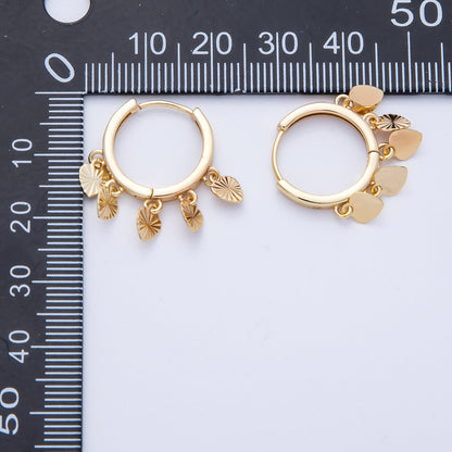 18K Gold Filled 23mm Sunburst Heart Drop Huggie | Earrings-00230
