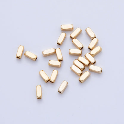 18K Gold Filled 2.4mm Edged Cylinder Tube Mini Bead Spacer Set by 10 Pieces | B743