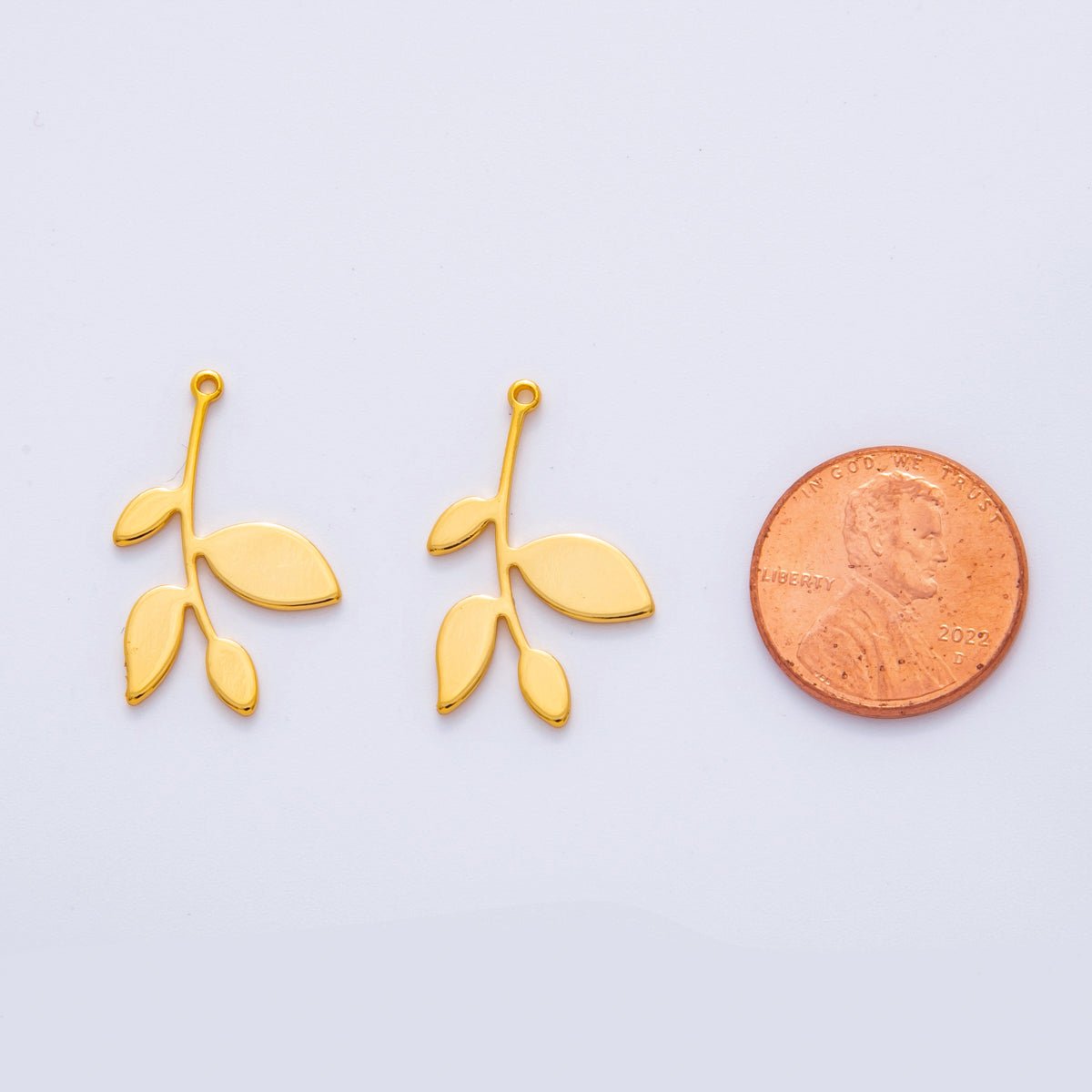 18K Gold Filled 24mm Floral Plant Minimalist Thin Charm Finding | Z1174