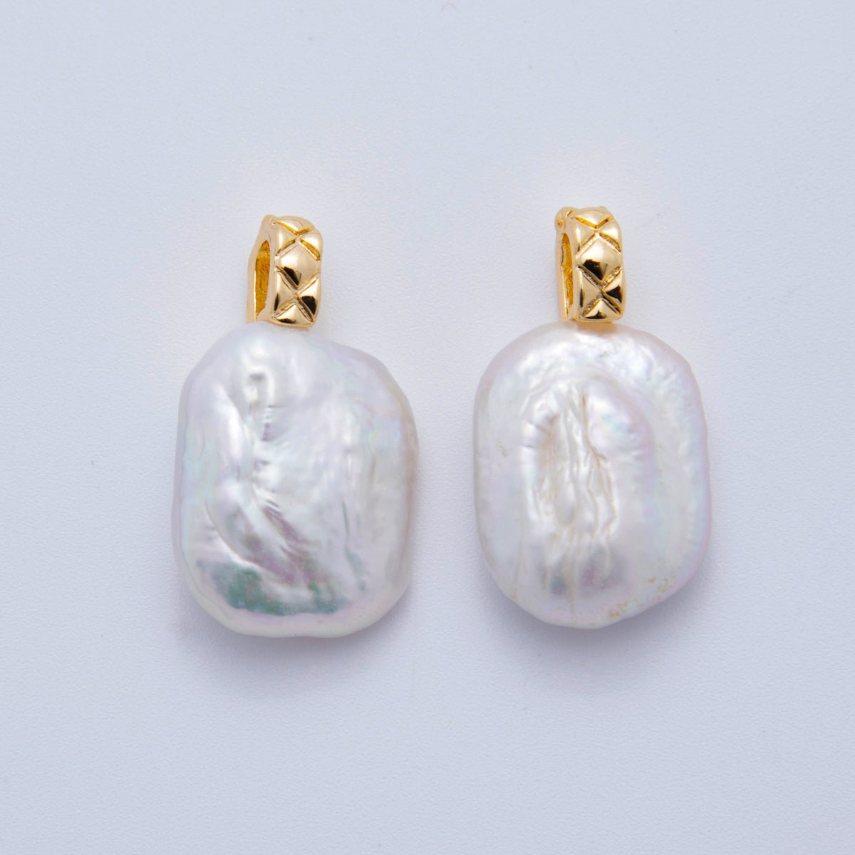 18K Gold Filled 24mm Freshwater Portal Square Pearl Charm | AF617