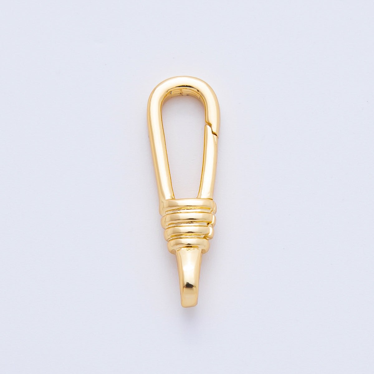 18K Gold Filled 24mm Long Oval Triple Band Push Gate Clasp Closure Finding | Z1407