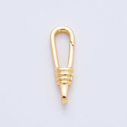 18K Gold Filled 24mm Long Oval Triple Band Push Gate Clasp Closure Finding | Z1407