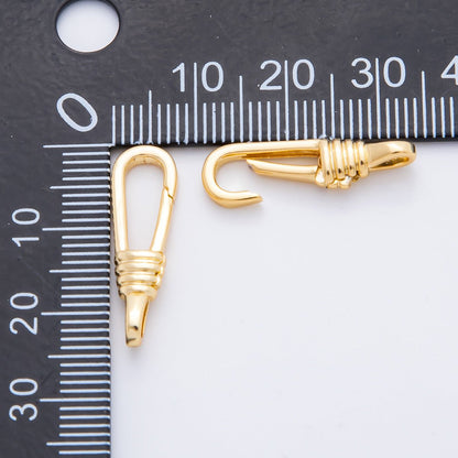 18K Gold Filled 24mm Long Oval Triple Band Push Gate Clasp Closure Finding | Z1407