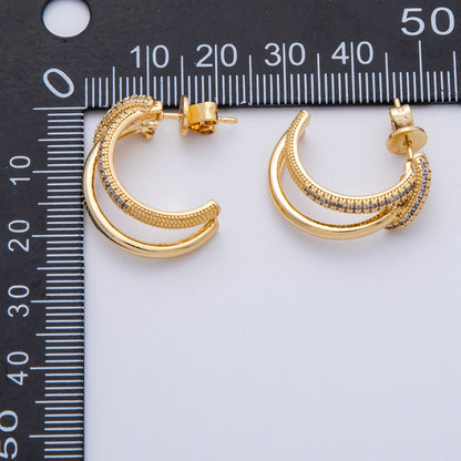 18K Gold Filled 24mm Micro Paved CZ Knot C-Shaped Hoop Set | Earrings-00193