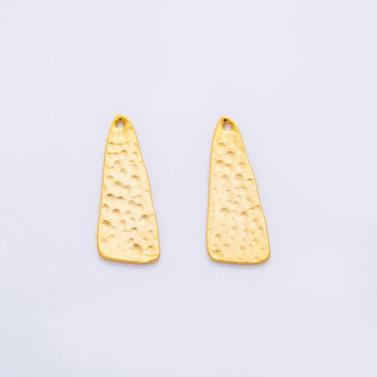 18K Gold Filled 25.8mm Dotted Hammered Edge Triangle Thin Charm Finding | Z1194