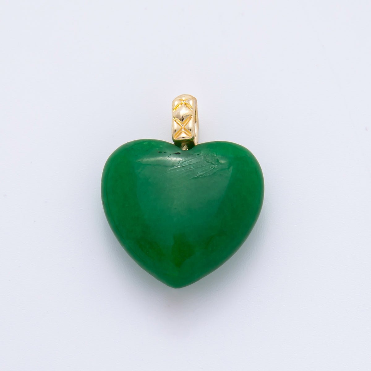 18K Gold Filled 25mm Carnelian, Agate, &amp; Jade Gemstone Puffy Heart Shaped Charm | C766 C834 C846