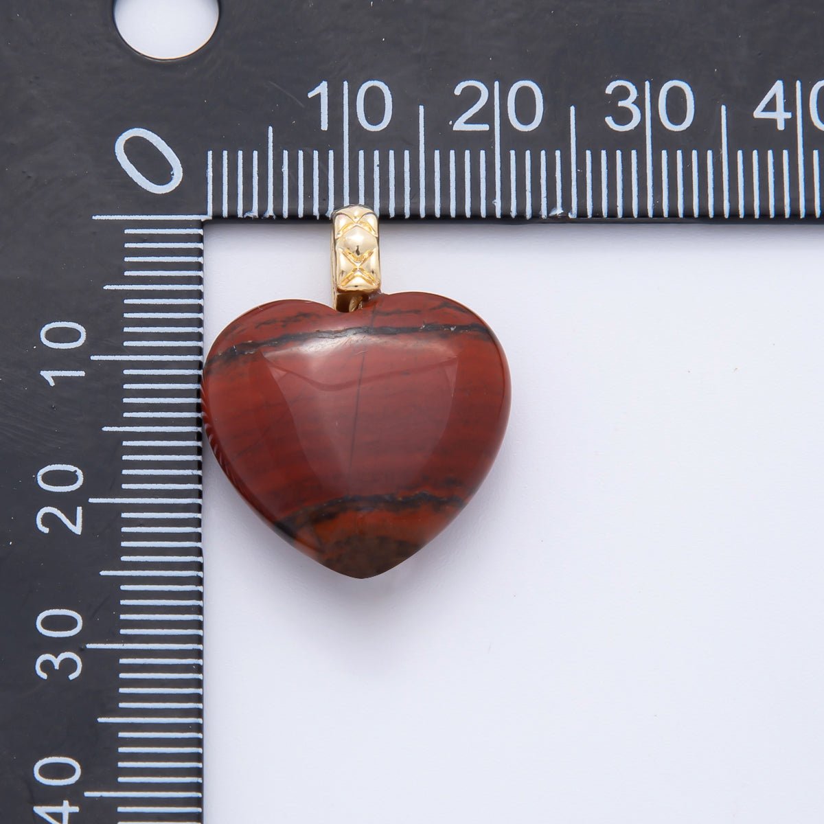 18K Gold Filled 25mm Carnelian, Agate, &amp; Jade Gemstone Puffy Heart Shaped Charm | C766 C834 C846