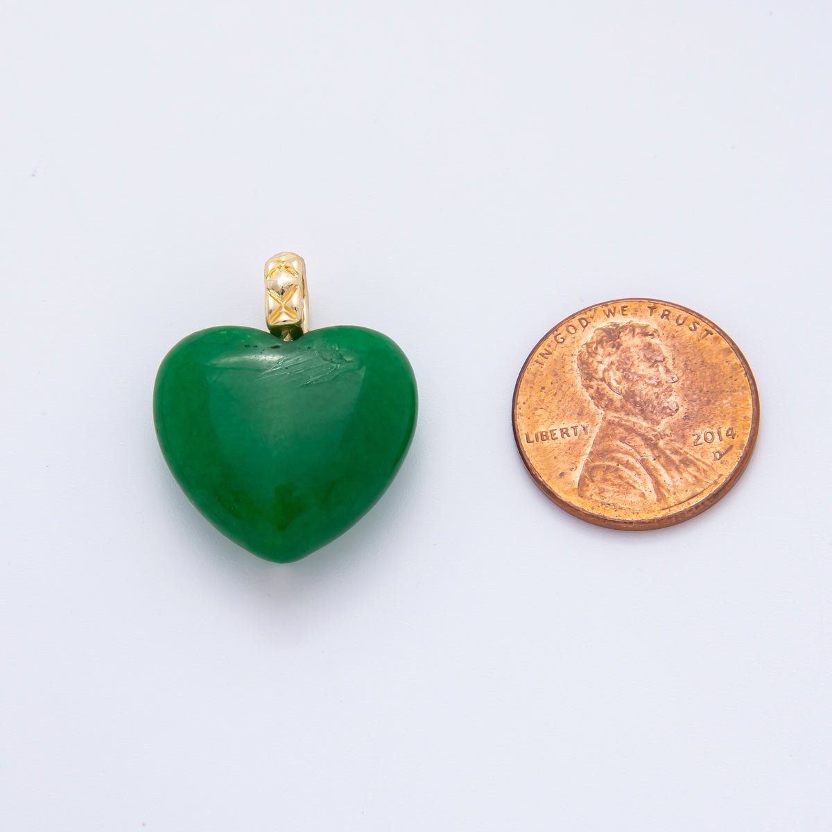 18K Gold Filled 25mm Carnelian, Agate, &amp; Jade Gemstone Puffy Heart Shaped Charm | C766 C834 C846