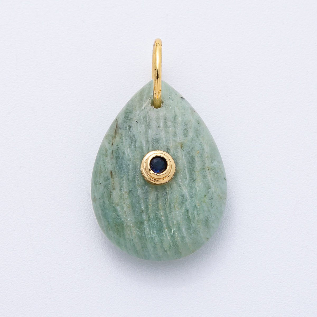 18K Gold Filled 25mm CZ Embedded Natural Gemstone Teardrop Charm | AK109 - AK112