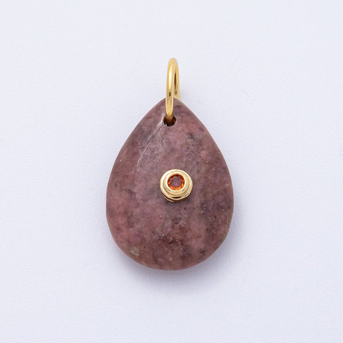 18K Gold Filled 25mm CZ Embedded Natural Gemstone Teardrop Charm | AK109 - AK112