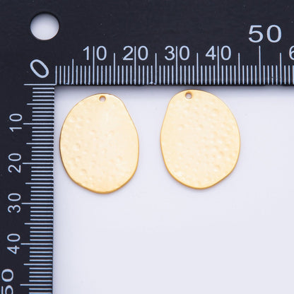 18K Gold Filled 25mm Dotted Hammered Oval Thin Charm Finding | Z1192