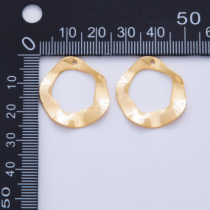 18K Gold Filled  25mm Hammered Abstract Donut Thin Charm Finding | Z1182