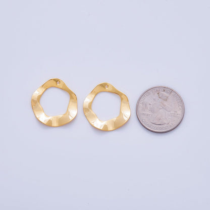 18K Gold Filled  25mm Hammered Abstract Donut Thin Charm Finding | Z1182