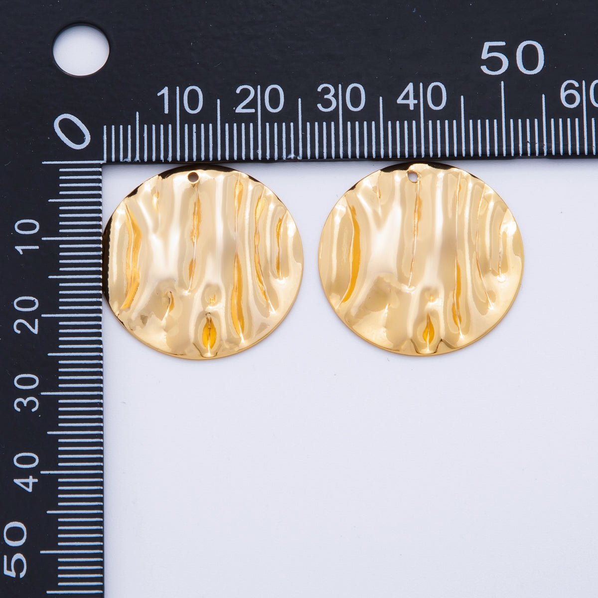 18K Gold Filled 25mm Hammered Waves Round Charm Finding | Z1188