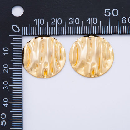 18K Gold Filled 25mm Hammered Waves Round Charm Finding | Z1188