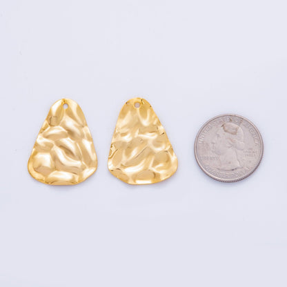 18K Gold Filled 25mm Hammered Waves Triangle Charm Finding | Z1187