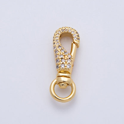 18K Gold Filled 25mm Micro Paved CZ Swivel Oblong Push Gate Clasp Closure | Findings-00053