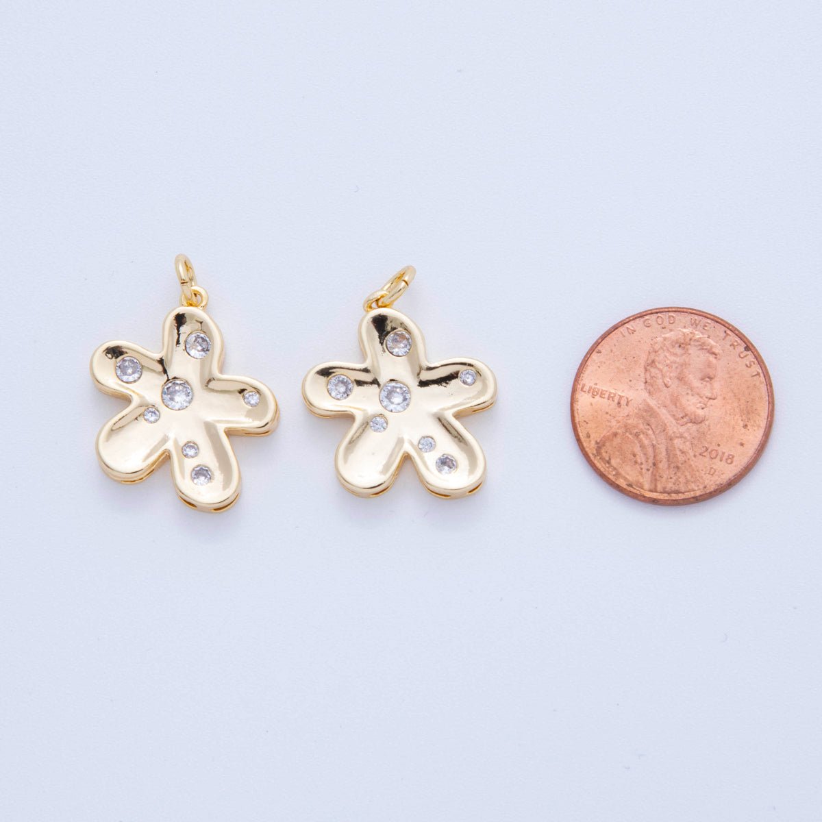 18K Gold Filled 25mm Micro Paved CZ Under the Sea Flower Charm | AF808
