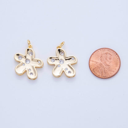 18K Gold Filled 25mm Micro Paved CZ Under the Sea Flower Charm | AF808