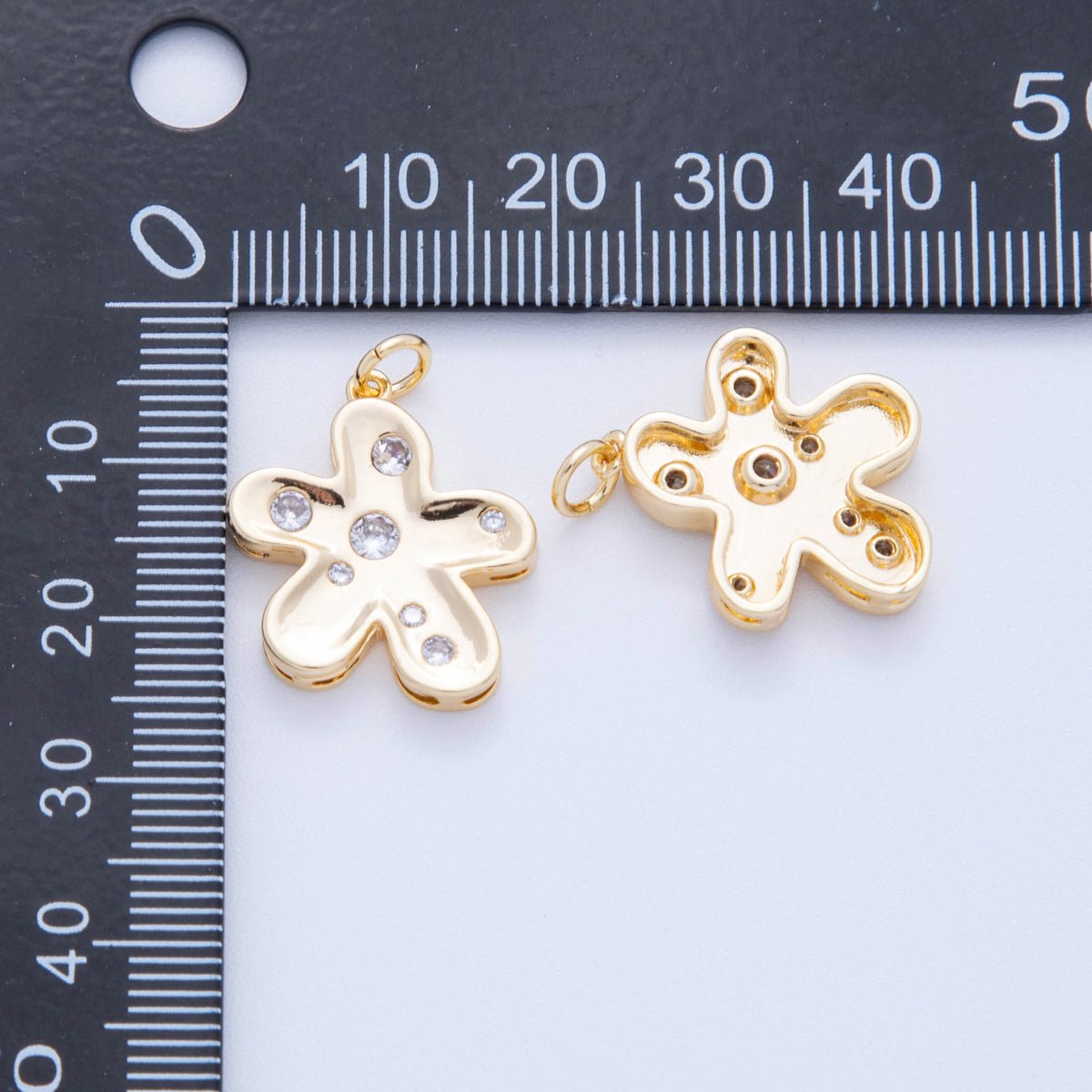 18K Gold Filled 25mm Micro Paved CZ Under the Sea Flower Charm | AF808