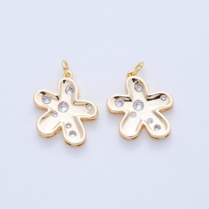 18K Gold Filled 25mm Micro Paved CZ Under the Sea Flower Charm | AF808