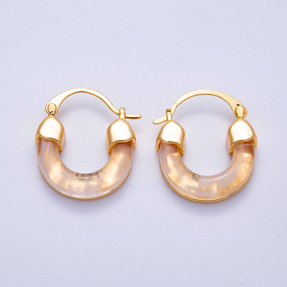 18K Gold Filled 25mm Resin Latch Hoop Earring | Earrings-00281 ~ Earrings-00286