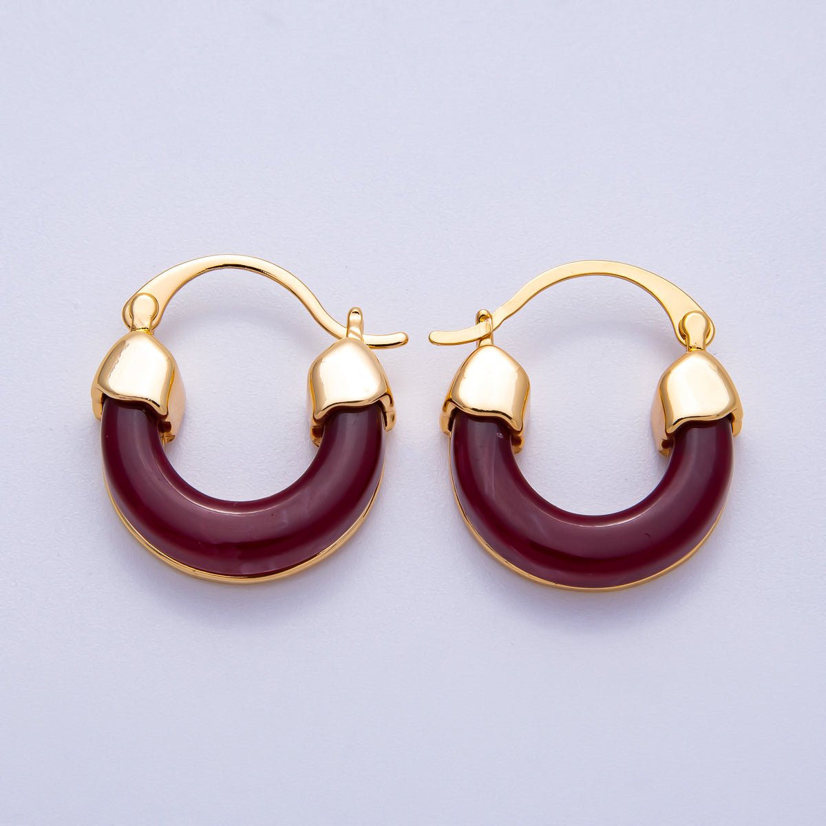 18K Gold Filled 25mm Resin Latch Hoop Earring | Earrings-00281 ~ Earrings-00286