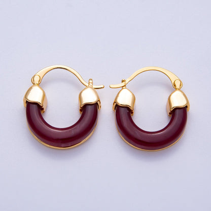 18K Gold Filled 25mm Resin Latch Hoop Earring | Earrings-00281 ~ Earrings-00286