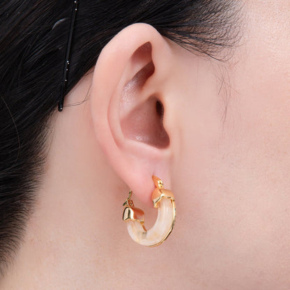 18K Gold Filled 25mm Resin Latch Hoop Earring | Earrings-00281 ~ Earrings-00286