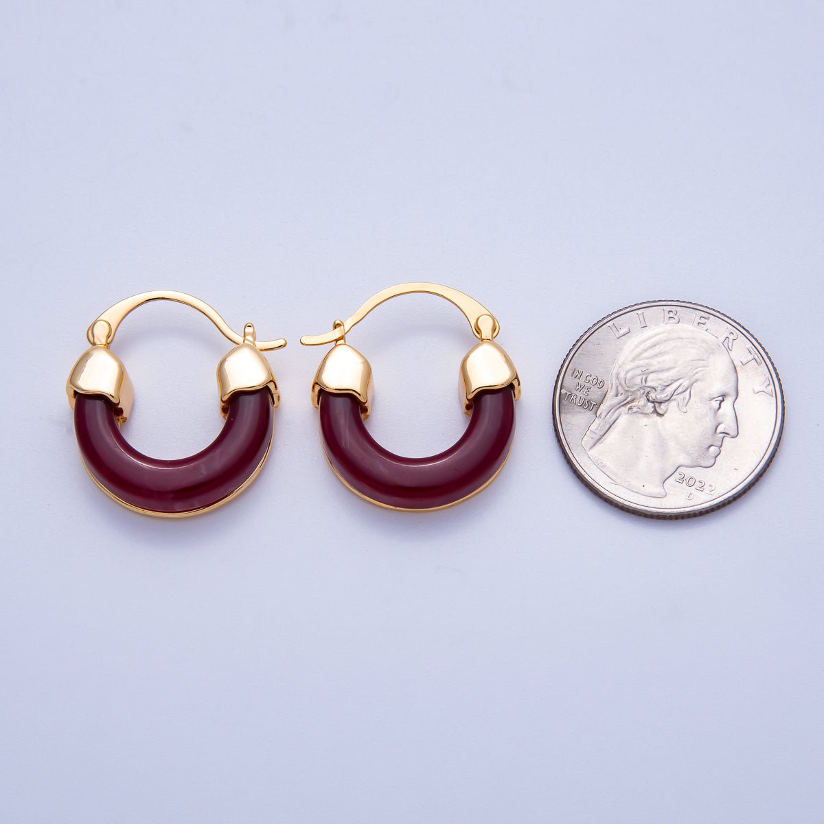18K Gold Filled 25mm Resin Latch Hoop Earring | Earrings-00281 ~ Earrings-00286