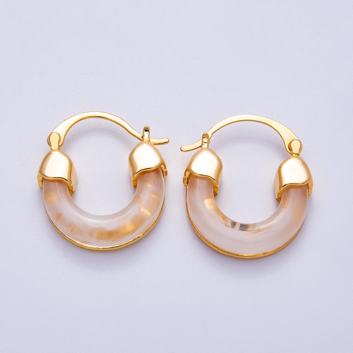 18K Gold Filled 25mm Resin Latch Hoop Earring | Earrings-00281 ~ Earrings-00286