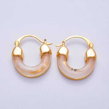 18K Gold Filled 25mm Resin Latch Hoop Earring | Earrings-00281 ~ Earrings-00286