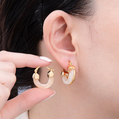 18K Gold Filled 25mm Resin Latch Hoop Earring | Earrings-00281 ~ Earrings-00286